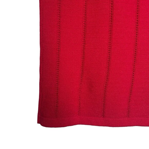 Ann Taylor Womens Top Size Small Petite Ruffle Sleeveless Straps Open Knit Red - Picture 5 of 7